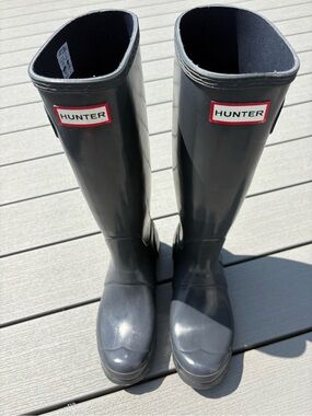 Hunter Knee High Rain Boots Fall Spring Unique Grey Fashion